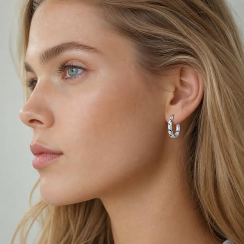 NARMO 925 Sterling Silver Hoops Colorful Pet Claws Earrings for Women | 14K Gold Plated Hoop Earrings - color: Silver