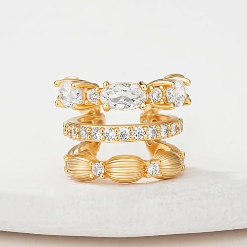 Ear Cuffs Non Piercing for Women 14K Gold Plated Ear Cuff Earrings Colorful Cubic Zirconia Paved Trendy Cartilage Earring Jewelry | Single - color: White, Gold