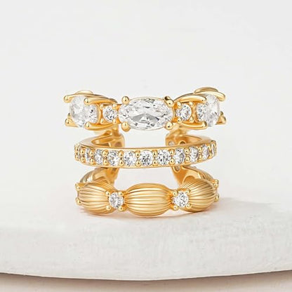 Ear Cuffs Non Piercing for Women 14K Gold Plated Ear Cuff Earrings Colorful Cubic Zirconia Paved Trendy Cartilage Earring Jewelry | Single - color: White, Gold