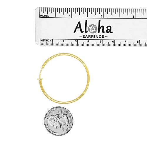 Clip On Spring Hoop Earrings for Non-Pierced Ears - color: Gold-Tone, size: 40mm