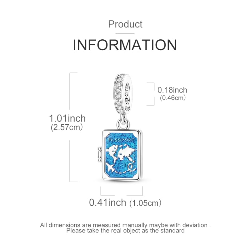 925 Sterling Silver Charms for Bracelets and Necklaces Beads Jewelry Charms for Women - color: Openable Passport Charm