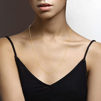 Miabella Italian Solid 925 Sterling Silver, 18Kt Gold Plated 2mm Paperclip Link Chain Necklace for Women, Made in Italy - size: Length 24 Inches, style: yellow-gold-plated-silver