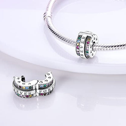 Pandach 925 sterling silver Clip Spacer Charm for Bracelet Clip Lock Stopper Bead Spacer European Openable Beads 2Pcs - style: 2-KJC506