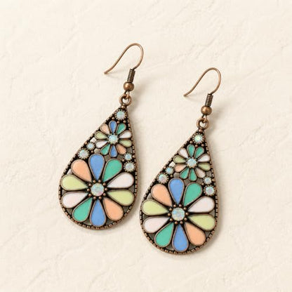 Colorful Green Teardrop Earrings for Women - Bohemian Style Enamel Dangle Earrings Lightweight Fashion Jewelry for Daily/Wedding/Party - color: Purple