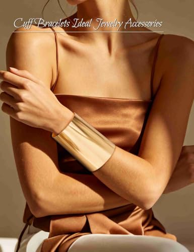 2 Pcs Gold Cuff Bangle Bracelet Set for Women Irregular Minimalist Statement Bangle Bracelets Wide Open Chunky Wire Bracelets Wrist Cuff Adjustable Hammered Bracelet - color: Gold C