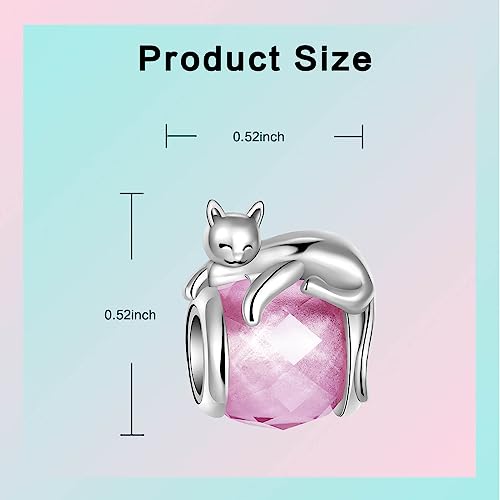 LUXILLA Love You Best Friend Grandma Wife Heart Charm 925 Sterling Silver Charms Fit for Bracelets Necklace Jewelry Gift for Women - color: Cat Charm