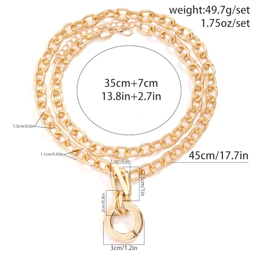CSIYANJRY99 Chunky Gold Necklaces for Women,Multilayer Punk 80s Hip Hop Necklace,Layered Cuban Link Chain Statement Necklace 90s Freaknik Outfit Accessories for Women - color: Gold Larered Neckalce 1