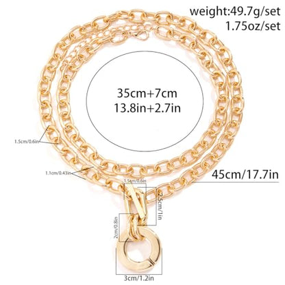CSIYANJRY99 Chunky Gold Necklaces for Women,Multilayer Punk 80s Hip Hop Necklace,Layered Cuban Link Chain Statement Necklace 90s Freaknik Outfit Accessories for Women - color: Gold Larered Neckalce 1