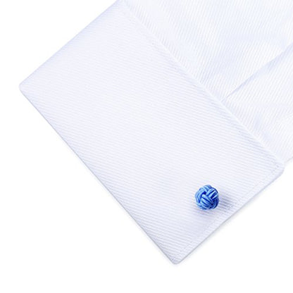 HONEY BEAR Round Silk Knot Elastic Fabric Cufflinks for Men Women 1 Pair | Wedding Business, Tarnish-Resistant, for Groomsmen, Father, Husband, Wife, Anniversary, and Formal Events - style: Blue