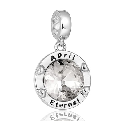 Birthstone Charms for Women Bracelets Birthday Bead Charms fit Pandora Bracelets Mothers Day Gifts for Women - color: 04-April(Diamond)