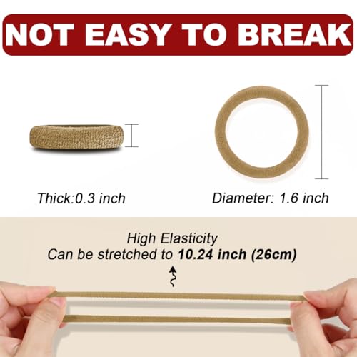 IKOCO 150PCS Seamless Hair Ties for Women, No Damage, Light Brown | Cotton Ponytail Holders, Value Pack, Elastic, No Breakage, No Crease, Durable Hold, for Thick & Curly Hair - color: Light Brown