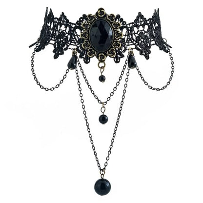 Olbye Black Choker Necklace for Women Gothic Lace Chokers Collar Statement Rhinestone Goth Costume Accessories Halloween Necklace Jewelry - color: Black B