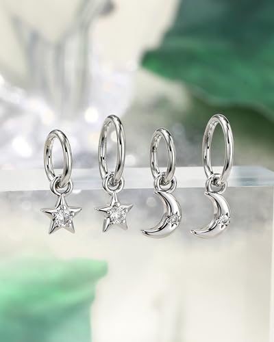 COCHARM Clicker Rook Earring-Star 16G Moon & Square Helix Rarrings,316L Stainless Steel Helix Daith piercing Jewelry 6/8MM - color: Star-8MM