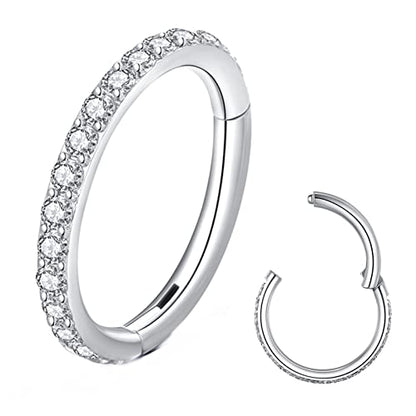 Clear CZ Nose Rings & Earrings - 316L Surgical Steel - Cartilage, Conch, Daith, Helix, Rook, Tragus, Lobe & Snug Body Piercing Jewelry - 20G, 18G - color: Silver, size: 1pc 16 Gauge 6mm