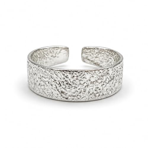Sterling Silver Toe Ring, Adjustable Open Band, Handmade | Fits Toe, Knuckle or Pinky Ring | One Size Fits Most | Comfortable to Wear | Minimalist Style | Water Resistant - style: Sandblasted Band