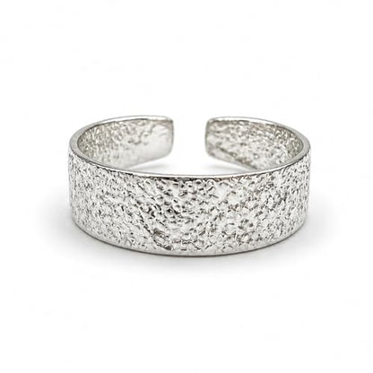Sterling Silver Toe Ring, Adjustable Open Band, Handmade | Fits Toe, Knuckle or Pinky Ring | One Size Fits Most | Comfortable to Wear | Minimalist Style | Water Resistant - style: Sandblasted Band