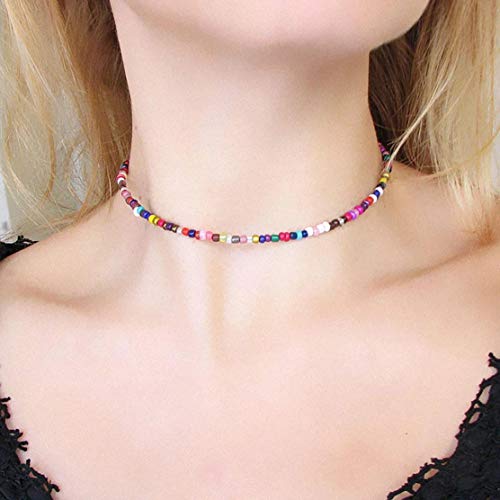 4-12 Pieces Beaded Choker Necklaces for Women Boho Seed Bead Choker Set Hawaiian Handmade Turquoise Beach Beads Necklace Chain Jewelry - style: Style 9