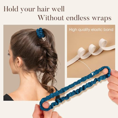 LULUSILK Small Silk Hair Ties No Damage, 100% Real Mulberry Silk, Skinny Scrunchies Ponytail Holders for Thin Fine Hair, Pink Peacock Blue and Lavender, Pack of 3 - color: Pink&Peacock Blue&Lavender