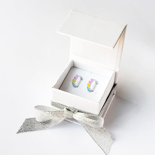 Heart Enamel Huggie Earrings, 925 Sterling Silver Hypoallergenic