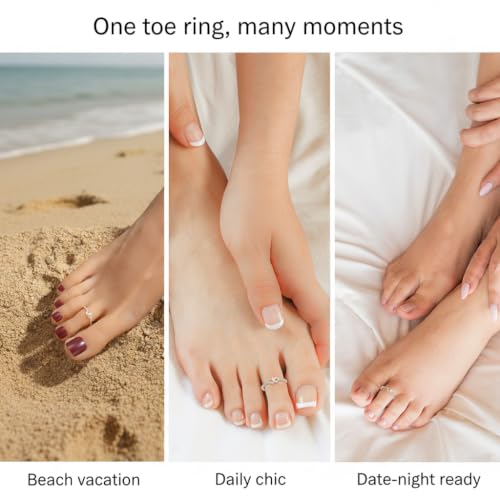 Shysnow 925 Sterling Silver Toe Rings for Women Minimalist 14K Gold Plated Heart Waterproof Adjustable Foot Ring Dainty Summer Beach Barefoot Jewelry Jewelry Gifts
