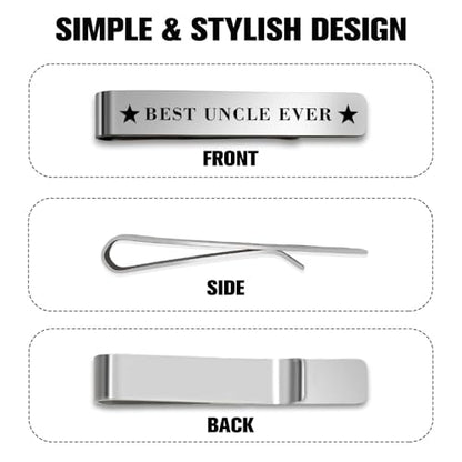 Bicfuiot Father's Day Christmas Birthday Valentines Graduation Gifts for Boyfriend Dad Uncle Grandpa Husband Son,Tie Clips - style: Uncle