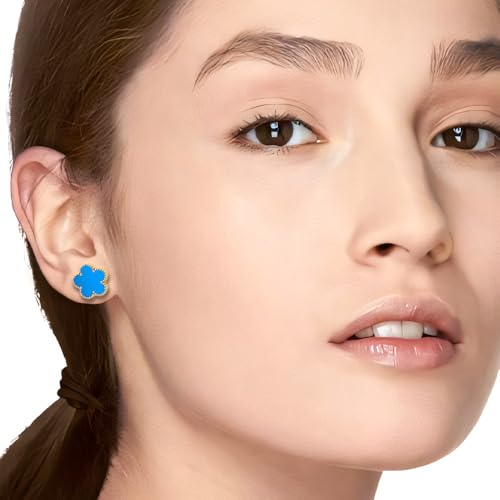 FLY FEI 18K Gold-Plated Four Leaf Clover Bracelet for Women,Adjustable lucky Bracelet Set Jewelry Gift-Hypoallergenic Charm for Birthdays, Wellness & Daily Wear - color: style07-blue set(3pcs)