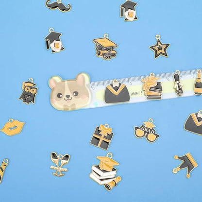 MARFOREVER 40 Pcs/20 Pairs Graduation Charms or Jewelry Making | Graduation Cap Charms, Grad Diplomas Hat Enamel Charm Pendants,Class of 2027 Bracelet Necklace Earrings Making Accessories - style: Graduation