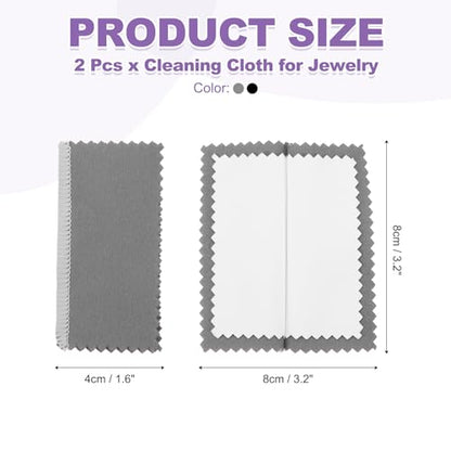 PATIKIL 3.2"x3.2" Jewelry Cleaning Cloth, 2 Pack Double-Sided Fleece Polishing Cloth for Gold, Silver and Jewelry, Black/Dark Gray - color: Black/Dark Gray, size: 3.2"x3.2"
