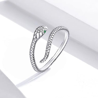 Gothic Silver Snake Ring Set - Open, Adjustable, Stacking Midi Index Finger Rings for Women and Girls (2 Pcs) - style: style-2