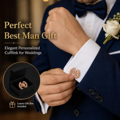 Custom Name Cufflinks for Men, Personalized Cuff Links with Raised Script Monogram, Wedding Cufflinks for Groom Groomsmen Best Man Father of Bride Husband Dad Anniversary Birthday Gifts - color: BB