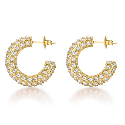 FRUMOS 18K Gold Plated Chunky Hoop Earrings for Women Fashion Thick Gold Hoops Set Jewelry for Birthday Christmas Gifts - color: Gold Full CZ Paved Hoop
