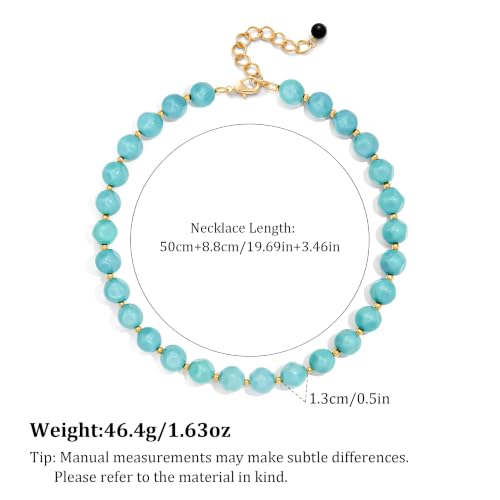 HESSAWEEL Colorful Chunky Beaded Necklace for Women Beach Jewelry | Summer Statement Choker, Adjustable Lobster Necklace, Handmade Boho Acrylic Jewelry - color: Bu-S1