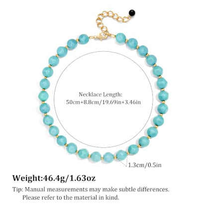 HESSAWEEL Colorful Chunky Beaded Necklace for Women Beach Jewelry | Summer Statement Choker, Adjustable Lobster Necklace, Handmade Boho Acrylic Jewelry - color: Bu-S1