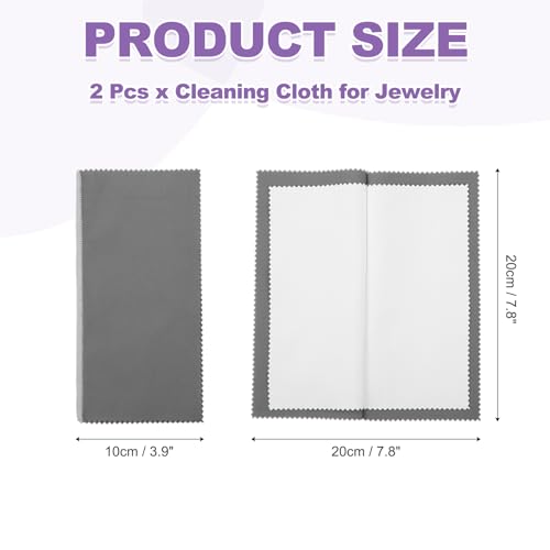 PATIKIL 7.9"x7.9" Jewelry Cleaning Cloth, 2 Pack Double-Sided Fleece Polishing Cloth for Gold, Silver and Jewelry, Dark Gray - color: Dark Gray, size: 7.9"x7.9"
