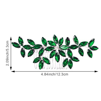 Green Wedding Crystal Hair Comb Elegant Bridal Wedding Hair Piece Teardrop Crystal Rhinestone Hair Accessories for Women Prom Party Photography - color: Green