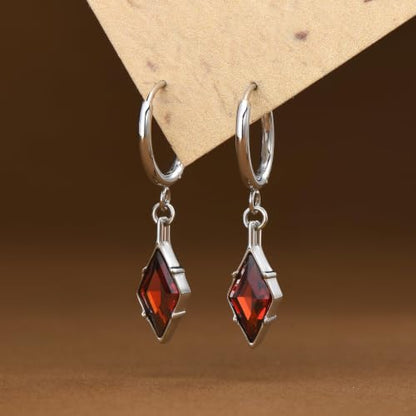 Hoop Earrings for Women, Stainless Steel Red Earrings, Hypoallergenic Trendy Cartilage Earrings for Lobe, Rhombus, Cubic Zirconia - color: 18K Gold Plated