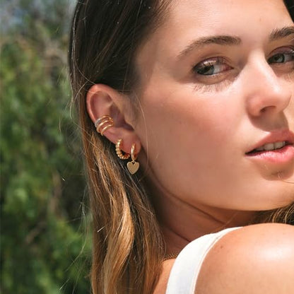 Gold Ear Cuff Earring for Women 14K Gold Plated Cubic Zirconia Non-Pierced Clip on Cartilage Chunky Ear Cuffs Hypoallergenic Jewelry - style: cz triple