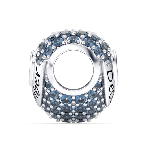 Birthstone Charms Love Heart Openwork Bead Charm for Women Bracelets and Necklaces 925 Sterling Silver with 5A Cubic Zirconia,Jewelry Gifts Women - color: December Birthstone Charms