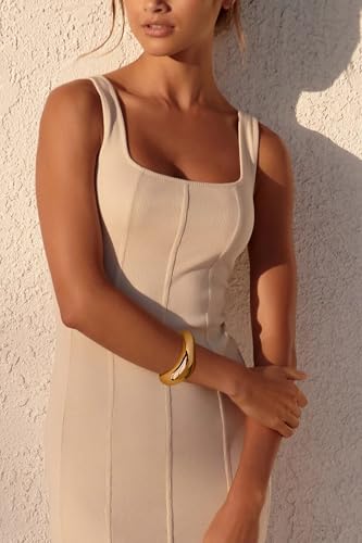 Chunky Gold Bangle Bracelets for Women Trendy Wide Hinged Open Cuff Bangle Bracelet Boho Thick Statement Gold Bracelets Am Cuff Wist Bracelets - color: Wide Irregular Bangle