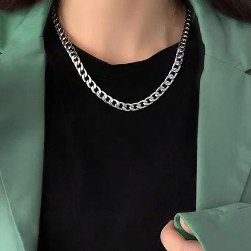 Miami Curb Cuban Link Chain for Men 9mm/12mm Width Chunky Hip Hop Necklace Curb Chains Length Chain 20"/22" for Men Women - color: Silver 12mm-