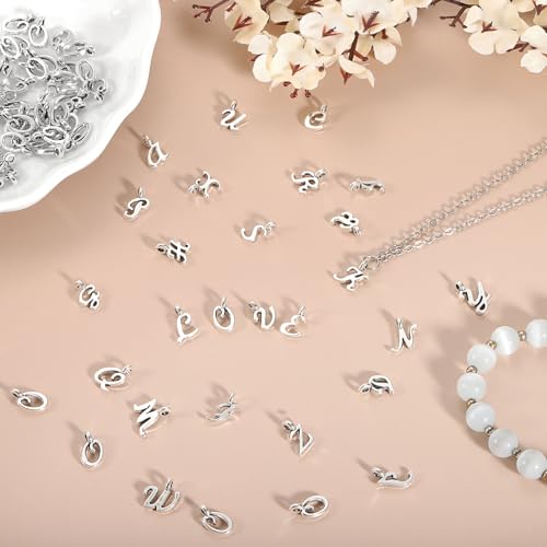 uxcell A-Z Alphabet Charm, Metal Alphabet Letter Charm Initial Charm Pendant Bead for Necklaces Bracelets Jewelry Making Craft - color: Silver I
