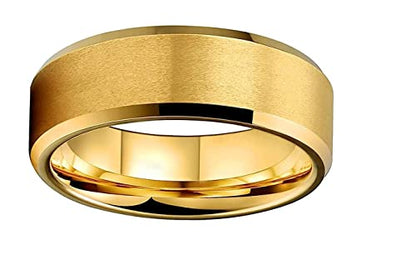 CROWNAL 3mm 5mm 7mm 9mm Tungsten Rings for Men Women Black/Silver/Gunmetal/Gold Beveled Polished Edges Matte Finish Comfort Fit 4-17 - color: Gold 7mm