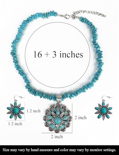 TOPACC Western Jewelry Set for Women Navajo Pearl Necklace Turquoise Cowgirl Accessories for Country Concert Outfit - color: C-Turquoise