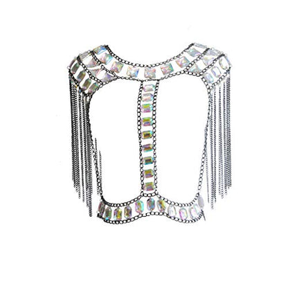Women Sexy Jewelry Night Shop Costume Shoulder Body Chain - color: Black -Shoulder body chain