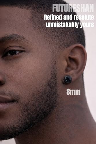 Magnetic Earrings for Men 5A Cubic Zirconia Stainless Steel Clip On Earring | 2 Pairs Fake Earrings Non Pierced Magnet Nose Stud Piercings for Women, 5/6/7/8MM Simulated Diamond, Gold/Silver/Black Color - color: Black-Style One-8mm
