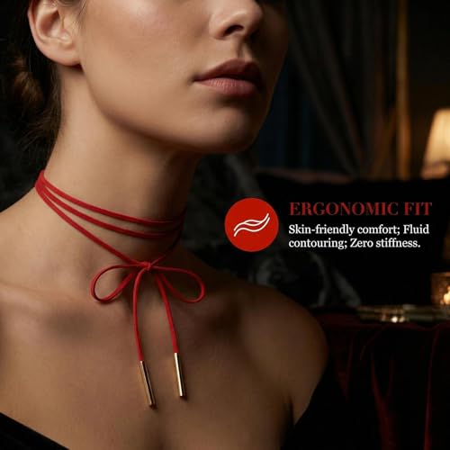 Coiris 6 Pcs Bow Choker Necklace for Women Velvet Gothic Punk Tie Choker Sexy Long Wrap Rope Collar - color: Red