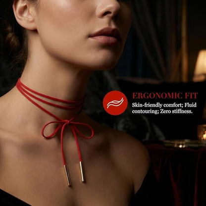Coiris 6 Pcs Bow Choker Necklace for Women Velvet Gothic Punk Tie Choker Sexy Long Wrap Rope Collar - color: Red