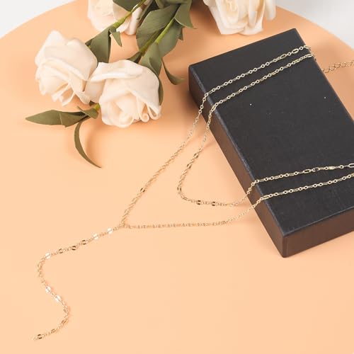 Lariat Necklace for Women Dainty Layered Y-Shaped Body Chain - color: Gold & White