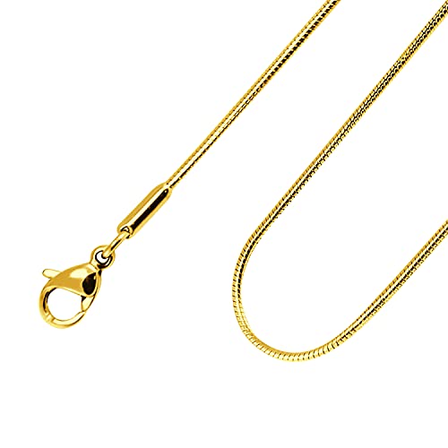 555Jewelry 1.2mm Stainless Steel Snake Chain Necklace for Men & Women, 16-28 Inch - color: Gold