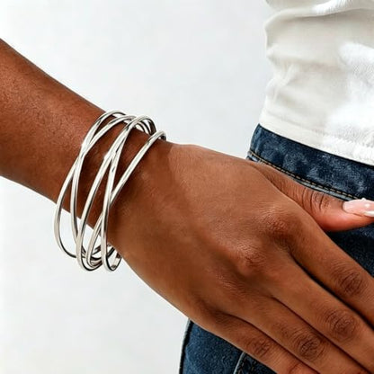 3PCS Gold Chunky Cuff Bracelets for Women Irregular Minimalist Statement Bangle Bracelets Set Open Wide Bangle Arm Cuff Upper Arm Punk Jewelry - color: 3PCS Bracelet Style 4
